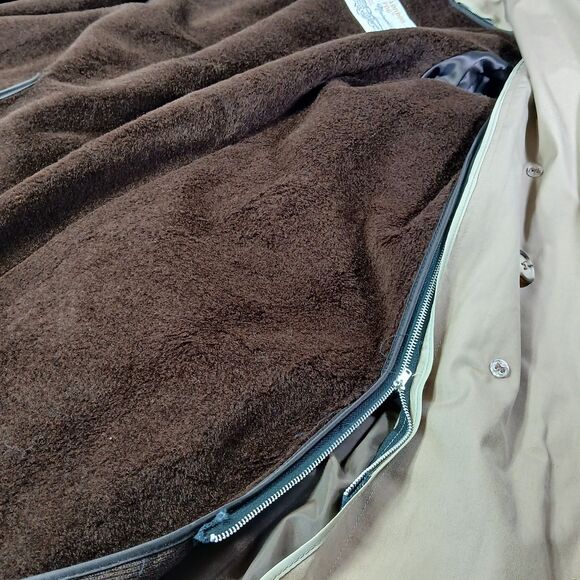 London Fog Trench Coat Mens 46R Khaki Belted Double Breasted Button Vtg USA Made - Picture 8 of 16